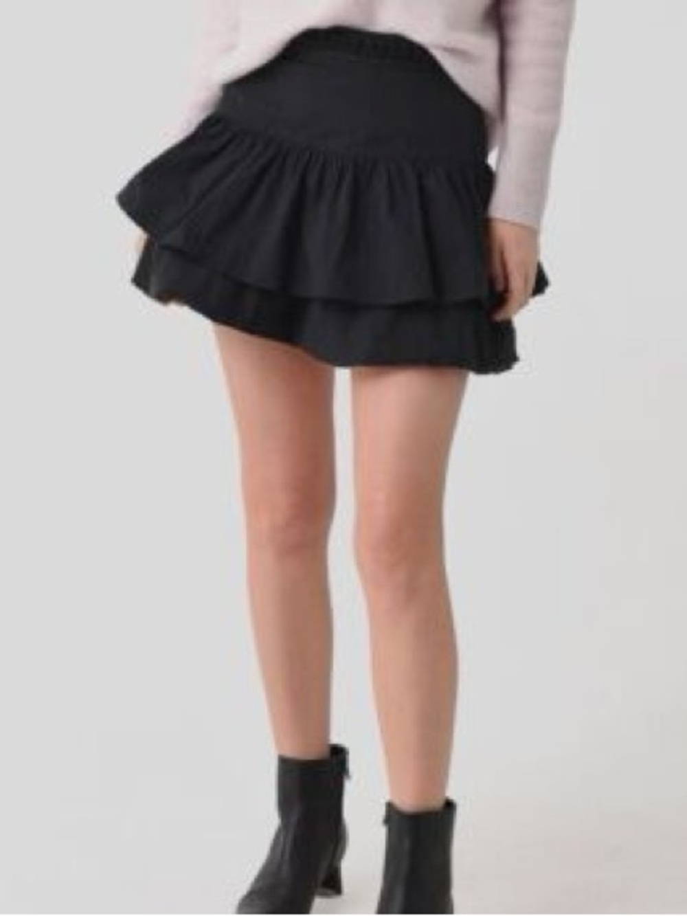 RHODE Black Ruffle Elinor Trim Waist Tiered Mini Skirt Size XS